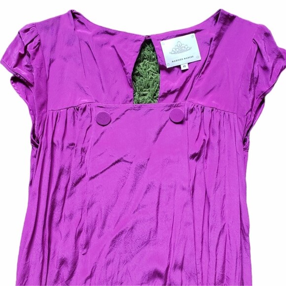 Madison Marcus Fuchsia Silk CapSleeve Button Dress - Picture 3 of 7